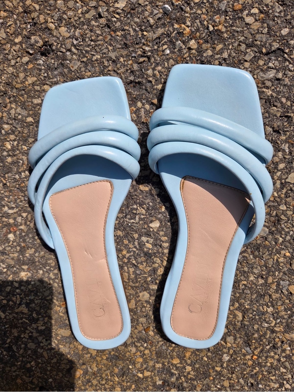 Light Blue Womens Slide Sandals - Casual Strappy Slip-On